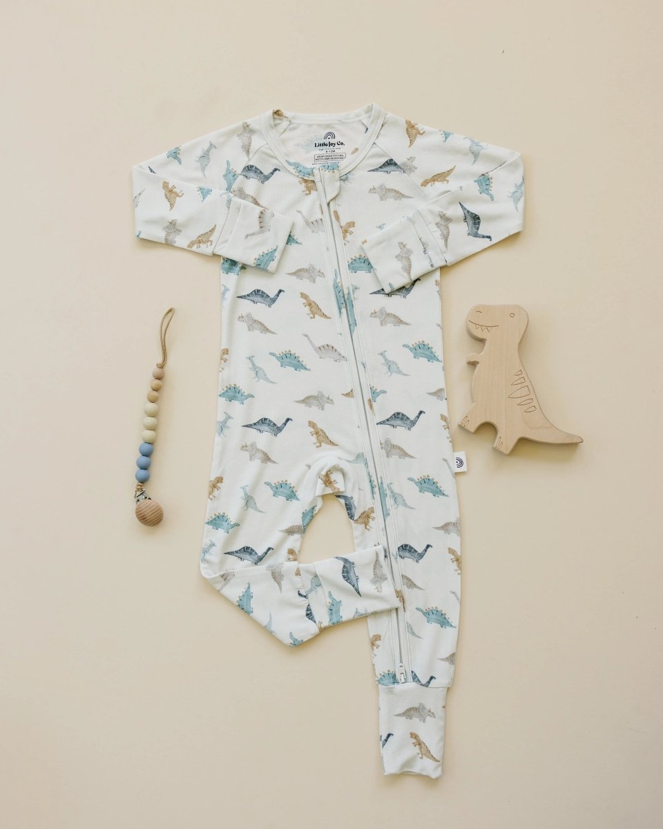 Little Joy Co. Snugglesaurus Bamboo Zippy Romper for Babies with Feet - Everetts Place Boutique - 