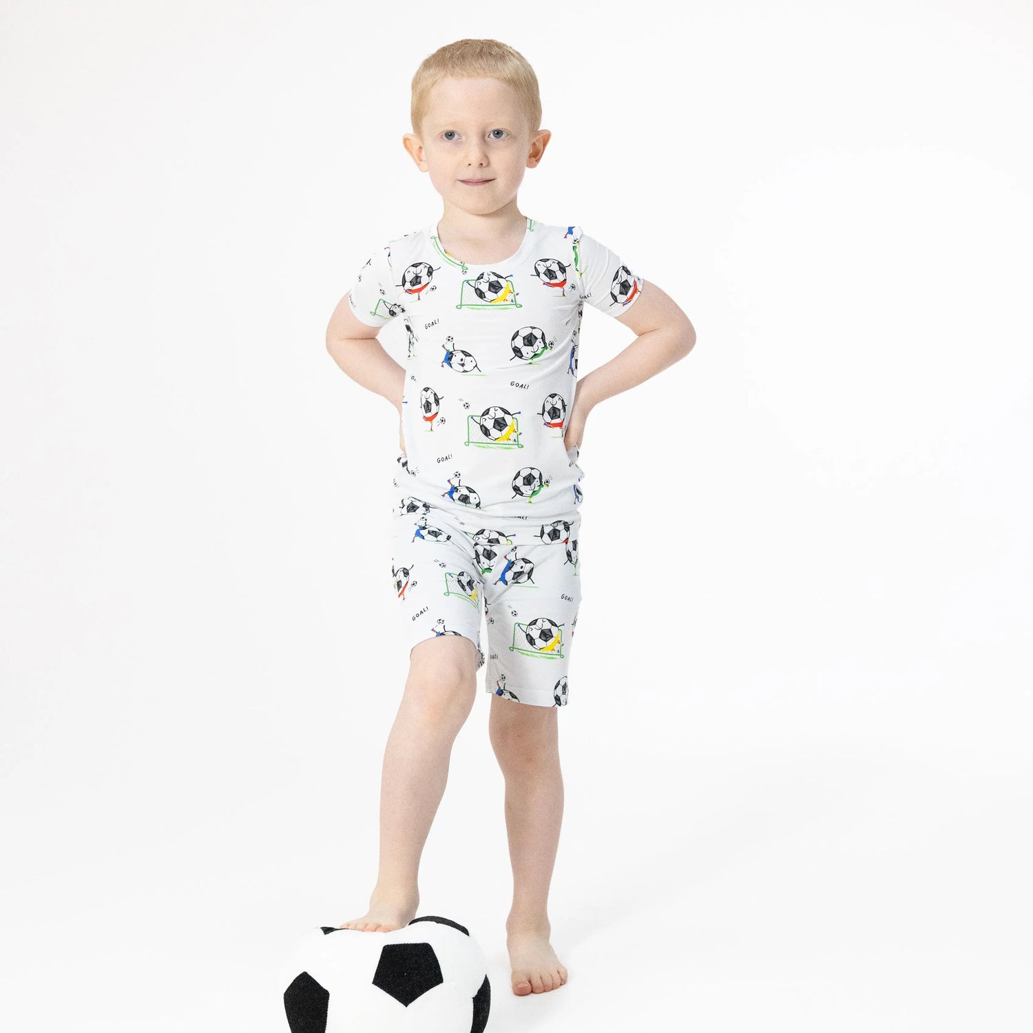 Angel Dear Soccer Balls Playing Soccer Blue - Loungewear Short Set - 