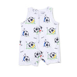Angel Dear Soccer Balls Playing Soccer Blue - Sleeveless Shortie Romper - 