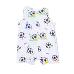 Angel Dear Soccer Balls Playing Soccer Blue - Sleeveless Shortie Romper - 