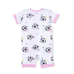 Angel Dear Soccer Balls Playing Soccer Pink - Shortie 2 Way Zipper Romper - 