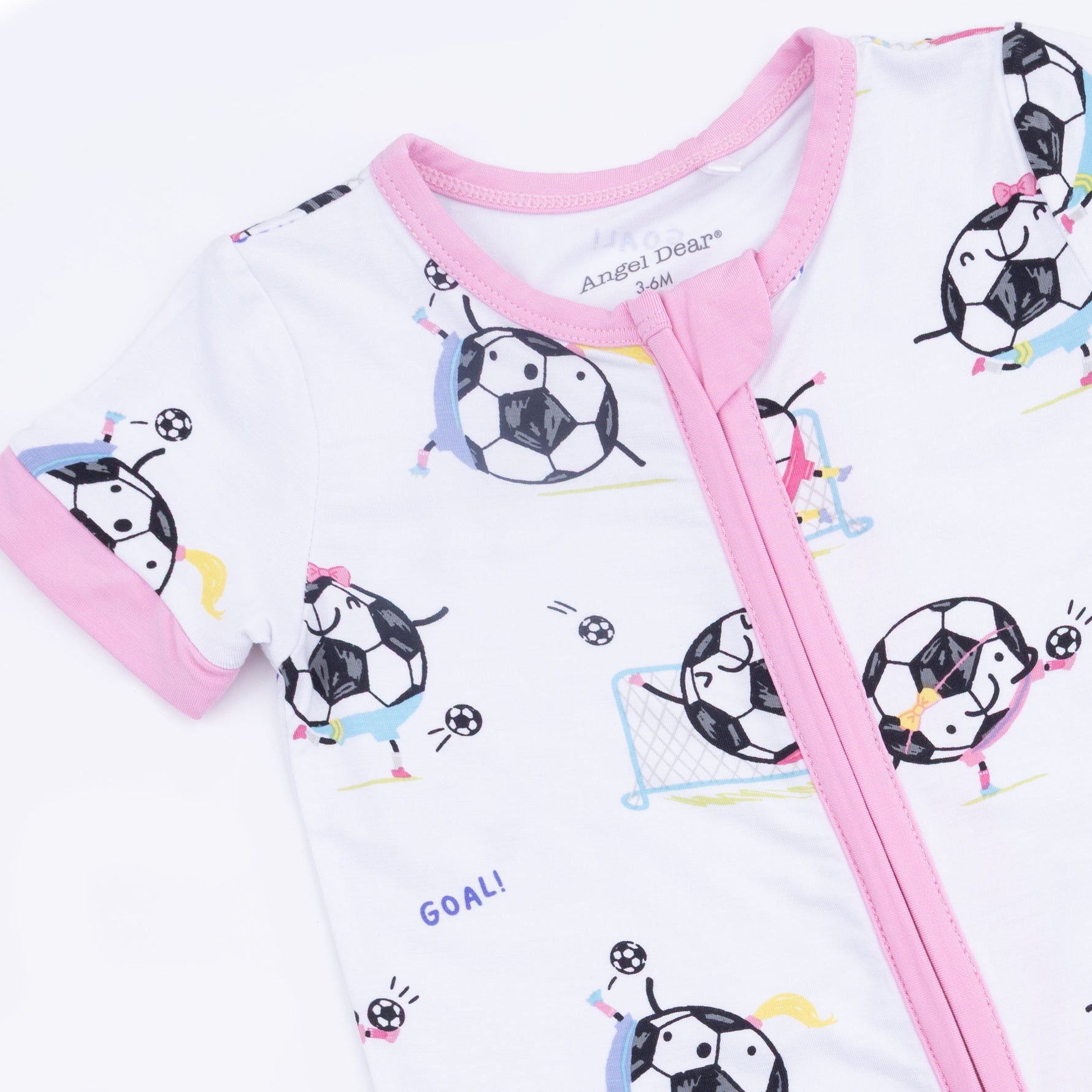 Angel Dear Soccer Balls Playing Soccer Pink - Shortie 2 Way Zipper RomperEveretts Place