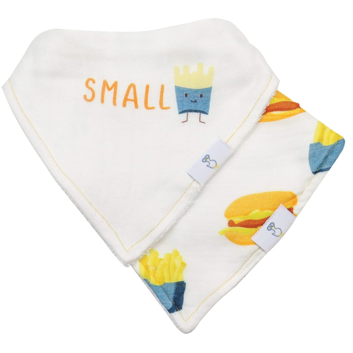 Small Fry and Burgers and Fries 2 Pack Muslin & Terry Cloth Bib Set - Yellow, Textile, Towel, Linens, Napkin | Everetts Place