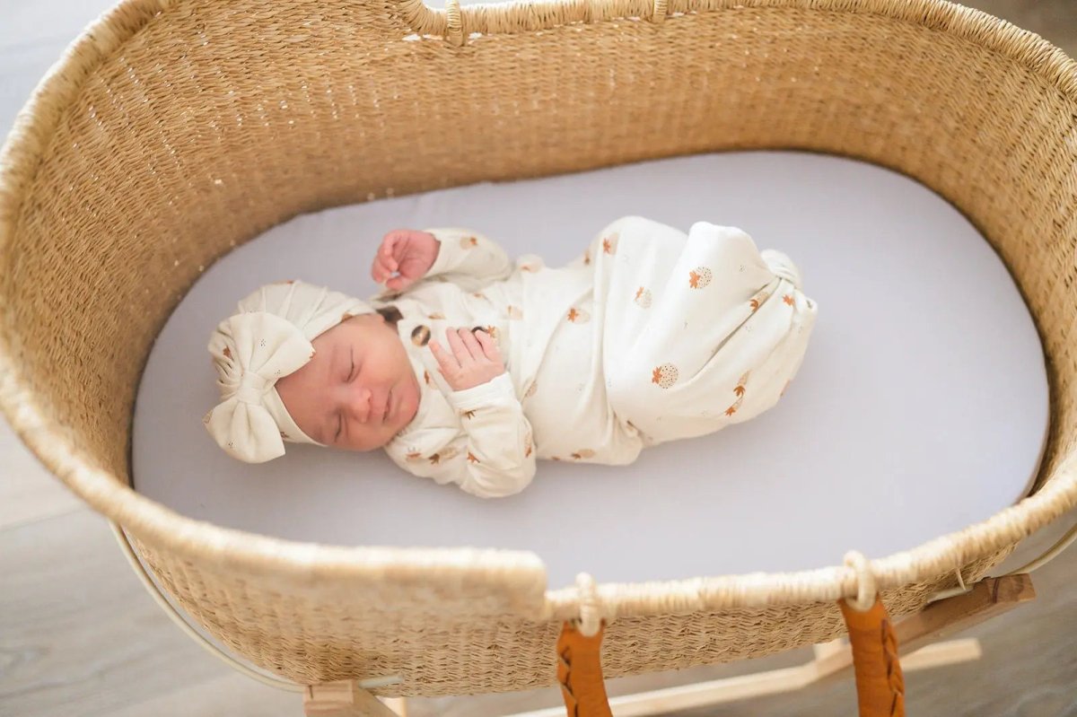 Harp Angel Boutique Soft Bamboo Bow Turban Hat with Stretch for Newborn Girls - 