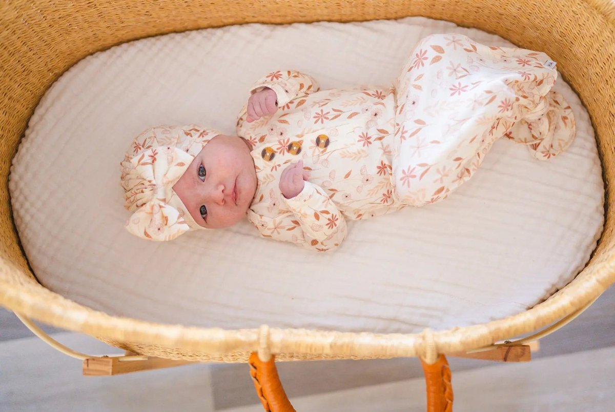 Harp Angel Boutique Soft Bamboo Bow Turban Hat with Stretch for Newborn Girls - 