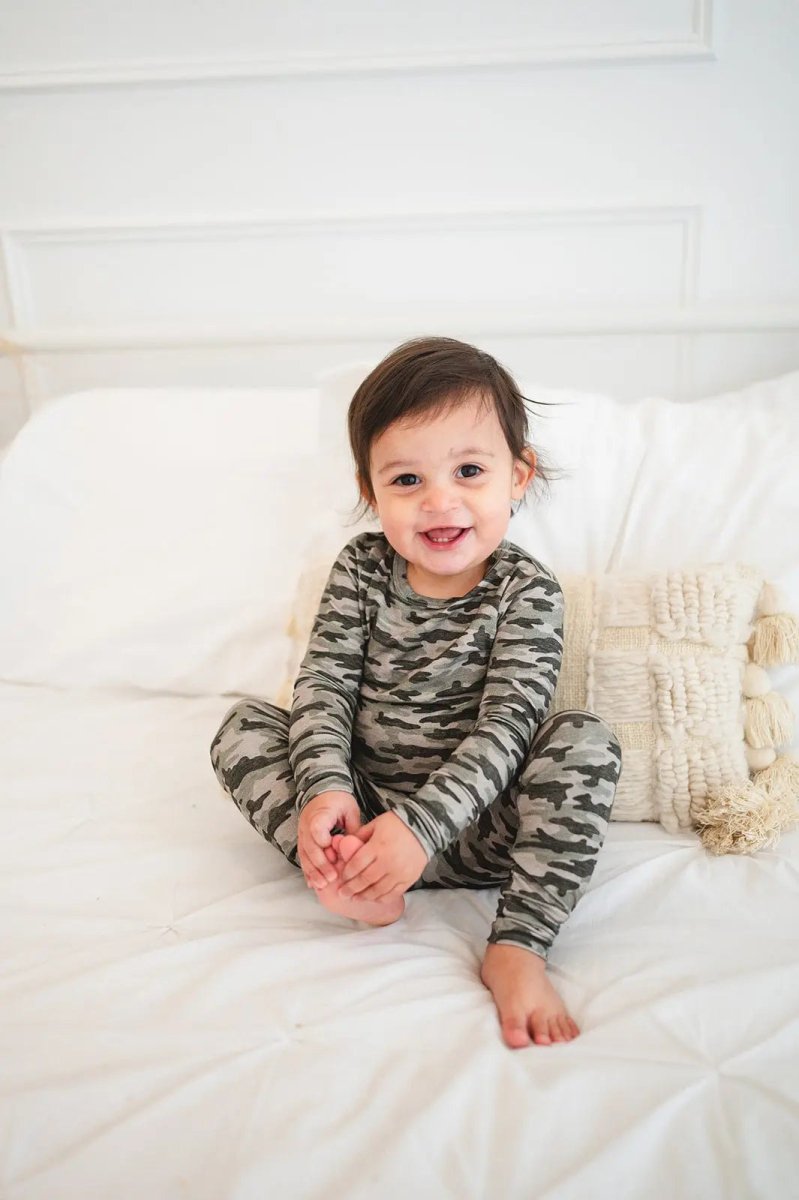 Harp Angel Boutique Soft Bamboo Camo Pajama Set with Snug Fit for Comfortable Babies - 