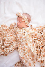 Harp Angel Boutique Soft Bamboo Flower Garden Headband with Adjustable Fit for Baby Girls - 