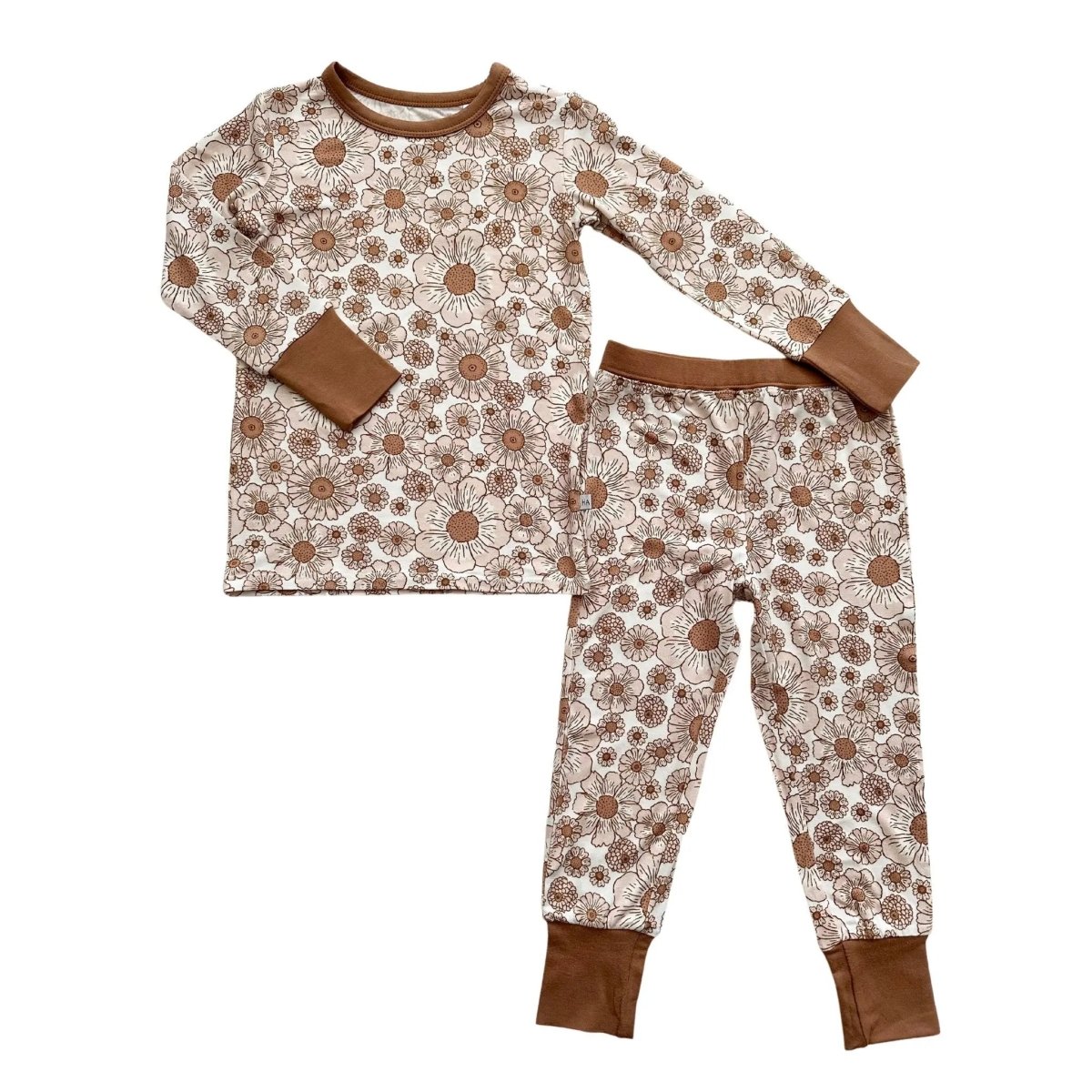Harp Angel Boutique Soft Bamboo Flower Garden Pajama Set with Snug Fit for Kids - 