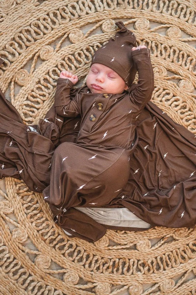 Harp Angel Boutique Soft Bamboo Knit Hat with Lightning Design for Newborns to 3 Months - 