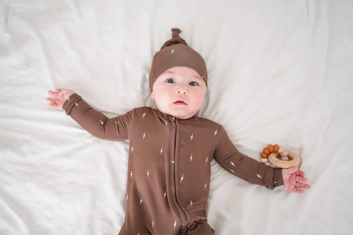 Harp Angel Boutique Soft Bamboo Knit Hat with Lightning Design for Newborns to 3 Months - 