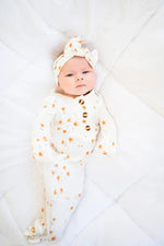 Harp Angel Boutique Soft Bamboo Knotted Headband Falling Floral Design for Baby Girls - 