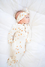 Harp Angel Boutique Soft Bamboo Knotted Headband Falling Floral Design for Baby Girls - 