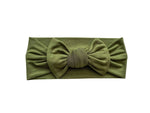 Harp Angel Boutique Soft Bamboo Knotted Headband in Olive Green for Baby Girls Up to 6 Months - 