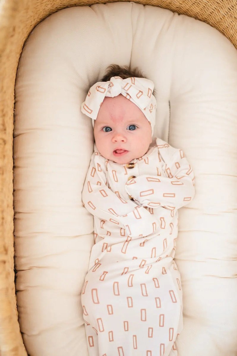 Harp Angel Boutique Soft Bamboo Knotted Headband with Adjustable Fit for Newborns and Infants - 