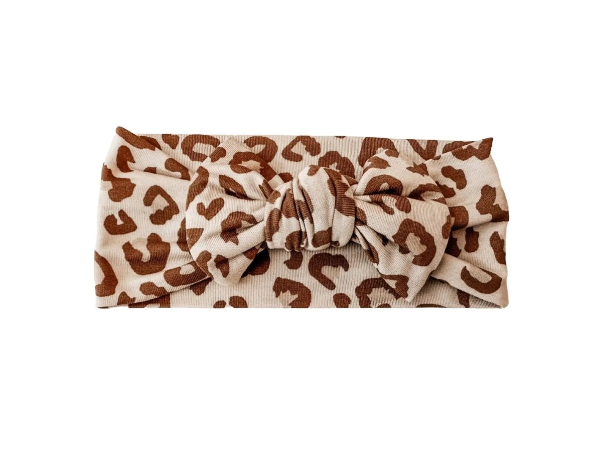 Harp Angel Boutique Soft Bamboo Leopard Knotted Headband for Baby Girls Up to 6 Months - 