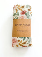 Harp Angel Boutique Soft Bamboo Muslin Swaddle Blanket in Dusty Pink Floral for Newborns - 