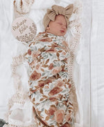 Harp Angel Boutique Soft Bamboo Muslin Swaddle Blanket in Dusty Pink Floral for Newborns - 