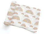 Harp Angel Boutique Soft Bamboo Muslin Swaddle Blanket with Caramel Rainbow Design for Newborns - 