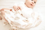 Harp Angel Boutique Soft Bamboo Muslin Swaddle Blanket with Caramel Rainbow Design for Newborns - 