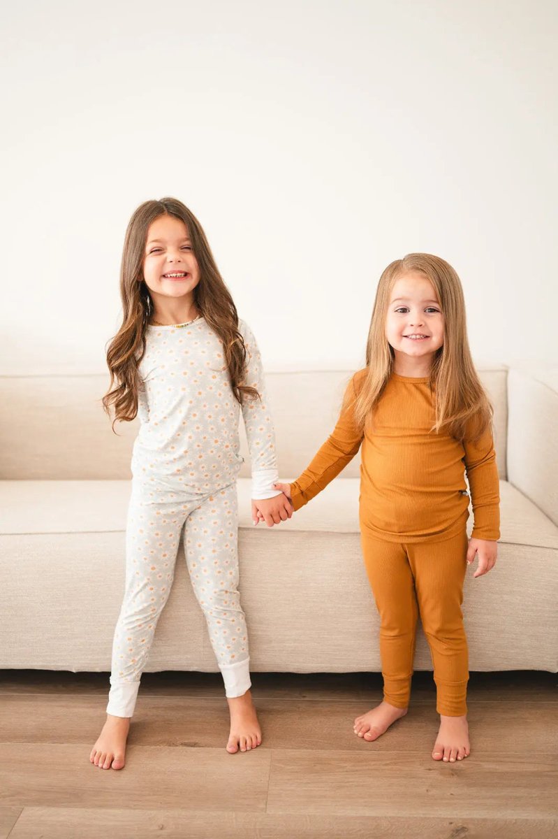 Harp Angel Boutique Soft Bamboo Pajama Set with Floral Design for Kids' Comfortable Sleep - 