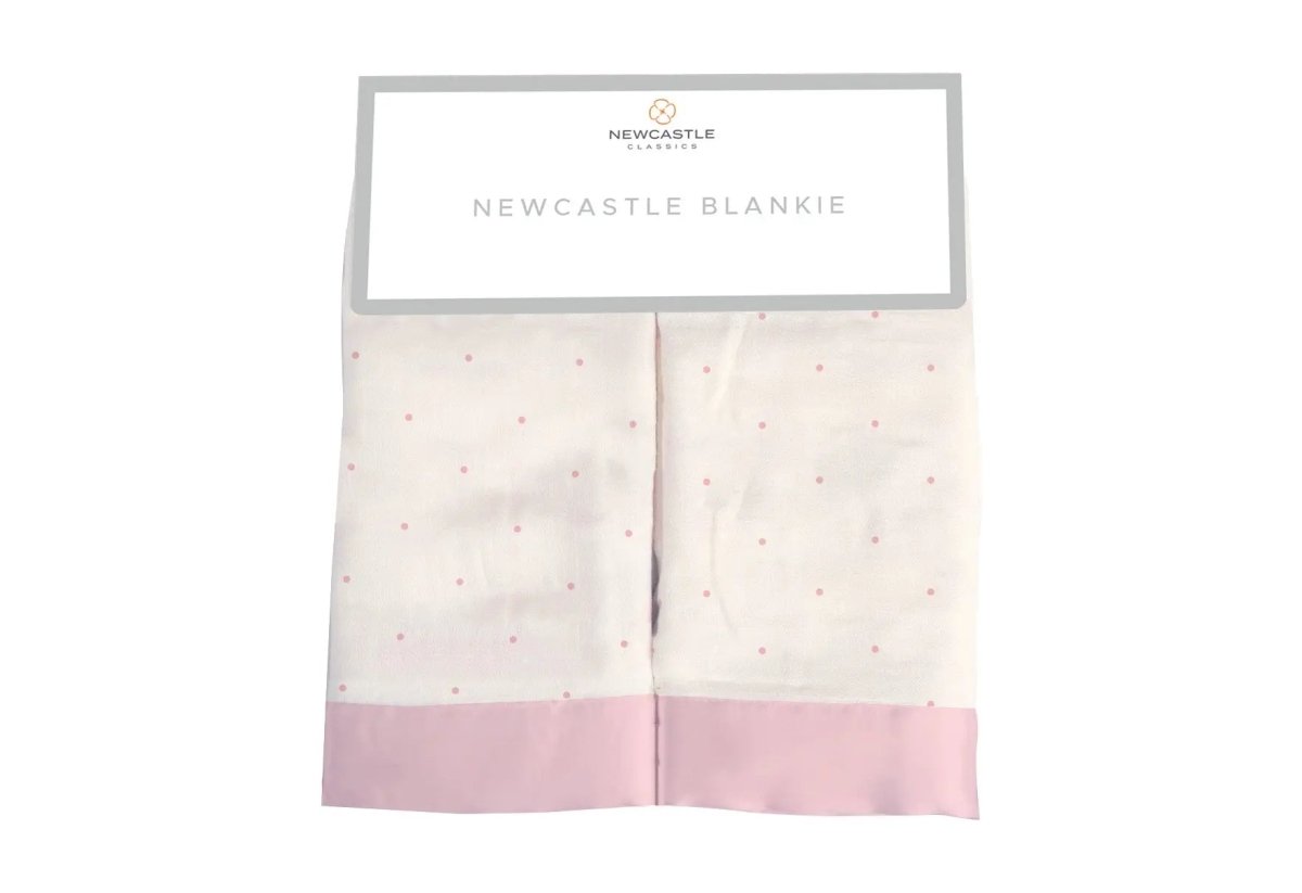 Newcastle Classics Soft Bamboo Security Blanket with Pink Polka Dots for Babies - 