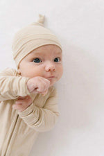 Harp Angel Boutique Soft Bamboo Spandex Knot Hat in Tan for Newborns up to 3 Months - 