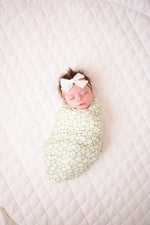 Harp Angel Boutique Soft Bamboo Stretch Swaddle Blanket with Sage Ditsy Floral for Infants - 