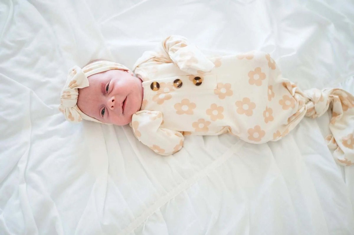 Soft Bamboo Viscose Baby Gown with Fold Over Cuffs for Newborns - Everetts Place