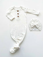 Harp Angel Boutique Soft Bamboo Viscose Knotted Baby Gown for Newborn Comfort - 