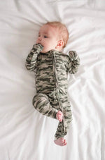 Harp Angel Boutique Soft Bamboo Viscose Zipper Romper with Camo Print for Baby Boys - 