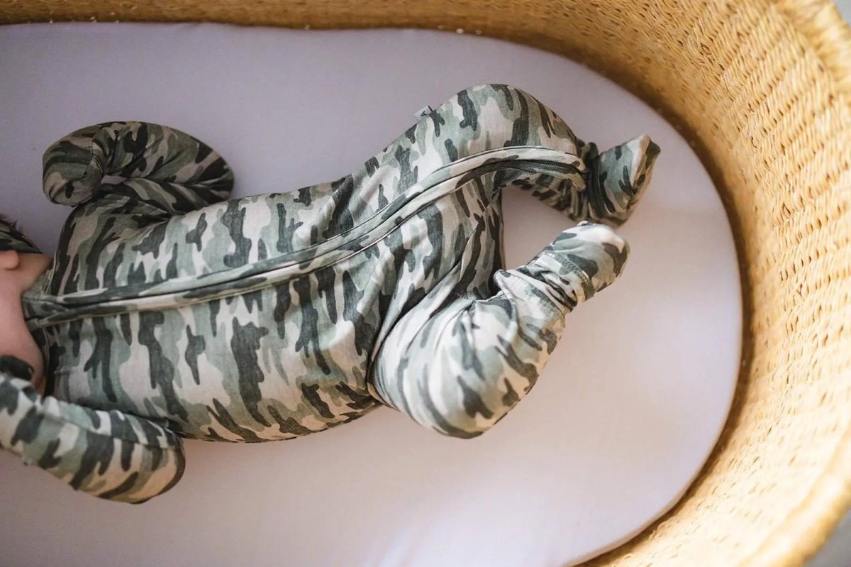 Harp Angel Boutique Soft Bamboo Viscose Zipper Romper with Camo Print for Baby Boys - 