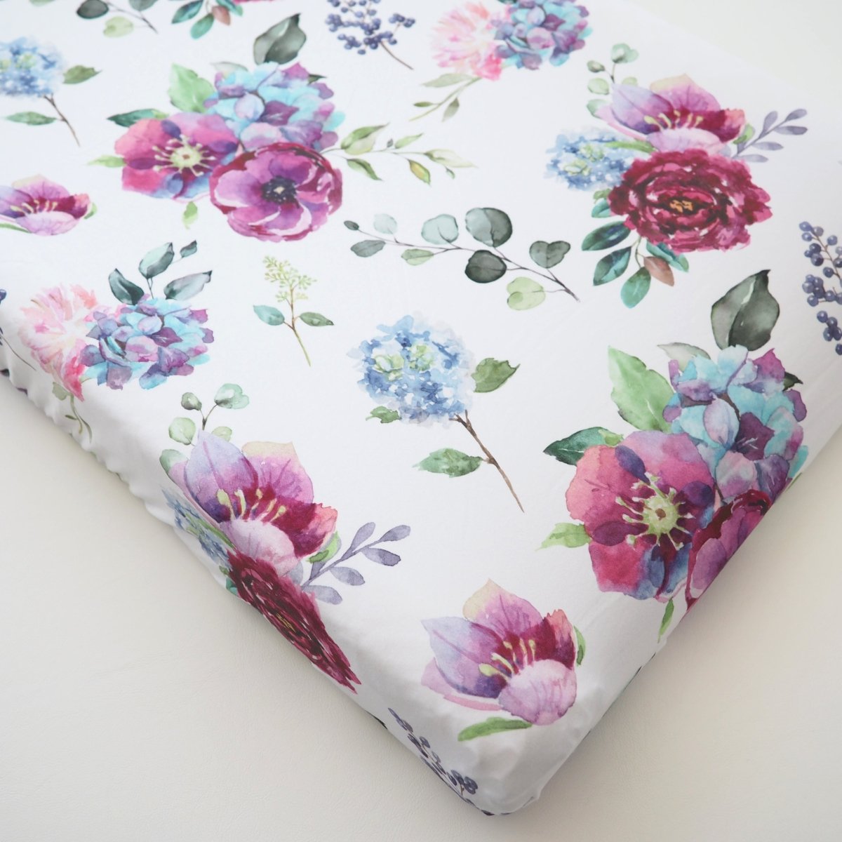 Honey Lemonade Soft Blue Floral Changing Pad Cover for Stylish Nursery Decor - 