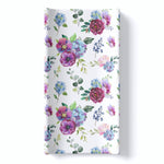 Honey Lemonade Soft Blue Floral Changing Pad Cover for Stylish Nursery Decor - 
