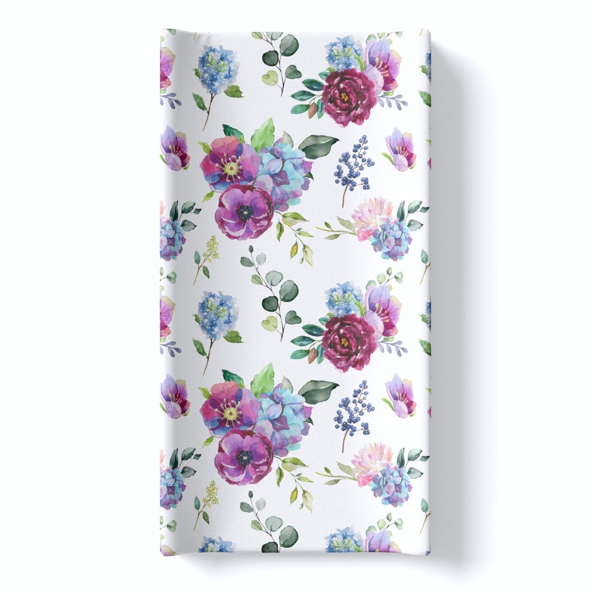Honey Lemonade Soft Blue Floral Changing Pad Cover for Stylish Nursery Decor - 