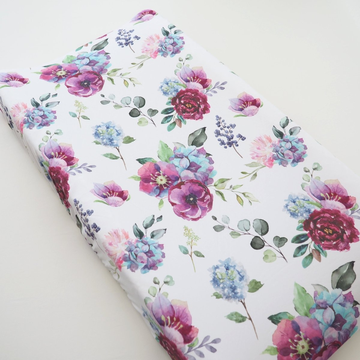 Honey Lemonade Soft Blue Floral Changing Pad Cover for Stylish Nursery Decor - 