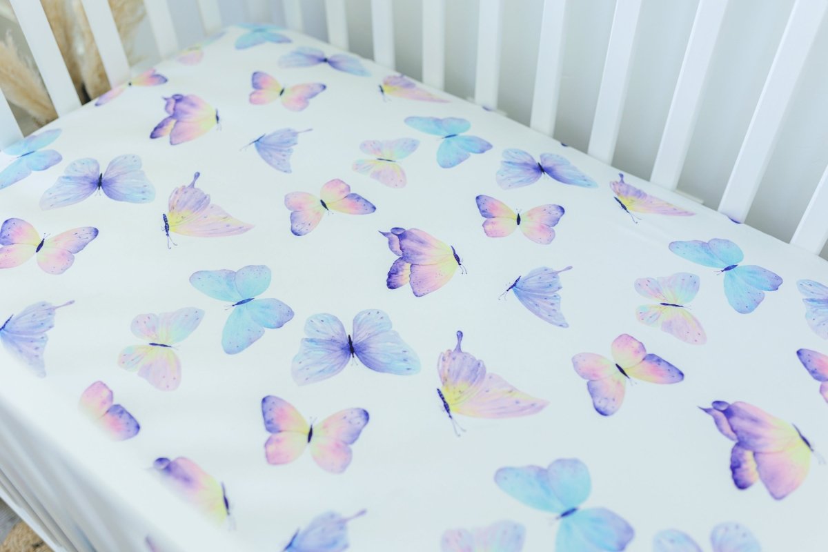 Honey Lemonade Soft Butterfly Fitted Crib Sheet for Stylish Nursery Decor - 