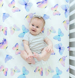 Honey Lemonade Soft Butterfly Fitted Crib Sheet for Stylish Nursery Decor - 