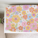 Honey Lemonade Soft Changing Pad Cover with Retro Floral Design for Stylish Nurseries - 