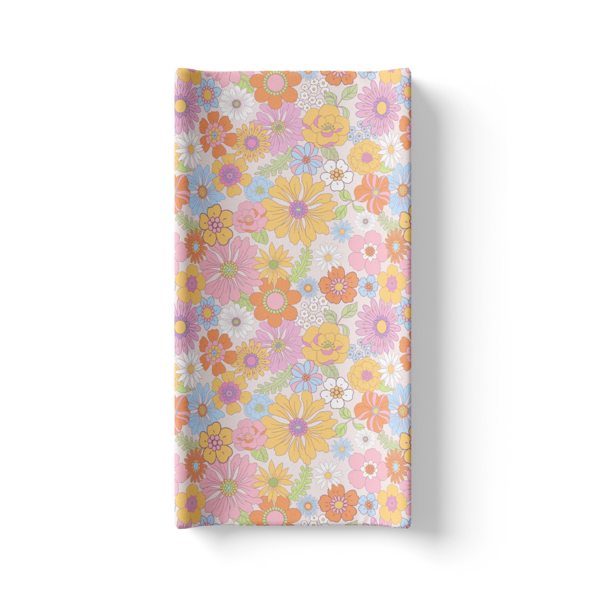 Honey Lemonade Soft Changing Pad Cover with Retro Floral Design for Stylish Nurseries - 