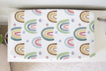 Honey Lemonade Soft Cotton Changing Pad Cover with Blue Rainbow Design for Baby Nursery - 
