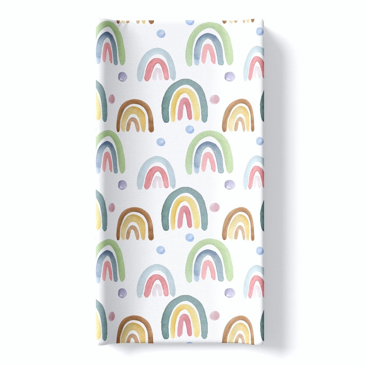 Honey Lemonade Soft Cotton Changing Pad Cover with Blue Rainbow Design for Baby Nursery - 