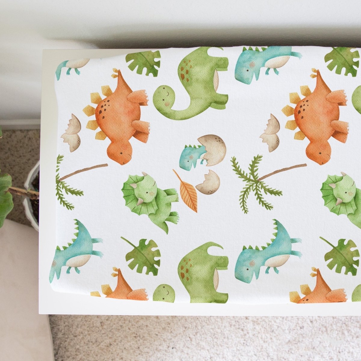 Honey Lemonade Soft Cotton Dinosaur Changing Pad Cover for Playful Nursery Decor - 