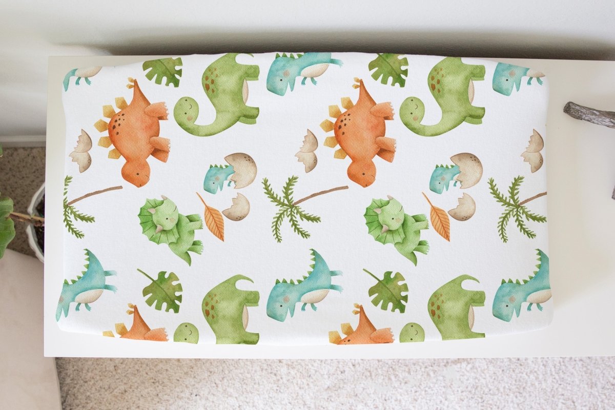 Honey Lemonade Soft Cotton Dinosaur Changing Pad Cover for Playful Nursery Decor - 