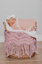 Harp Angel Boutique Soft Cotton Muslin Swaddle Blanket for Newborn Baby Girls in Dusty Pink - 