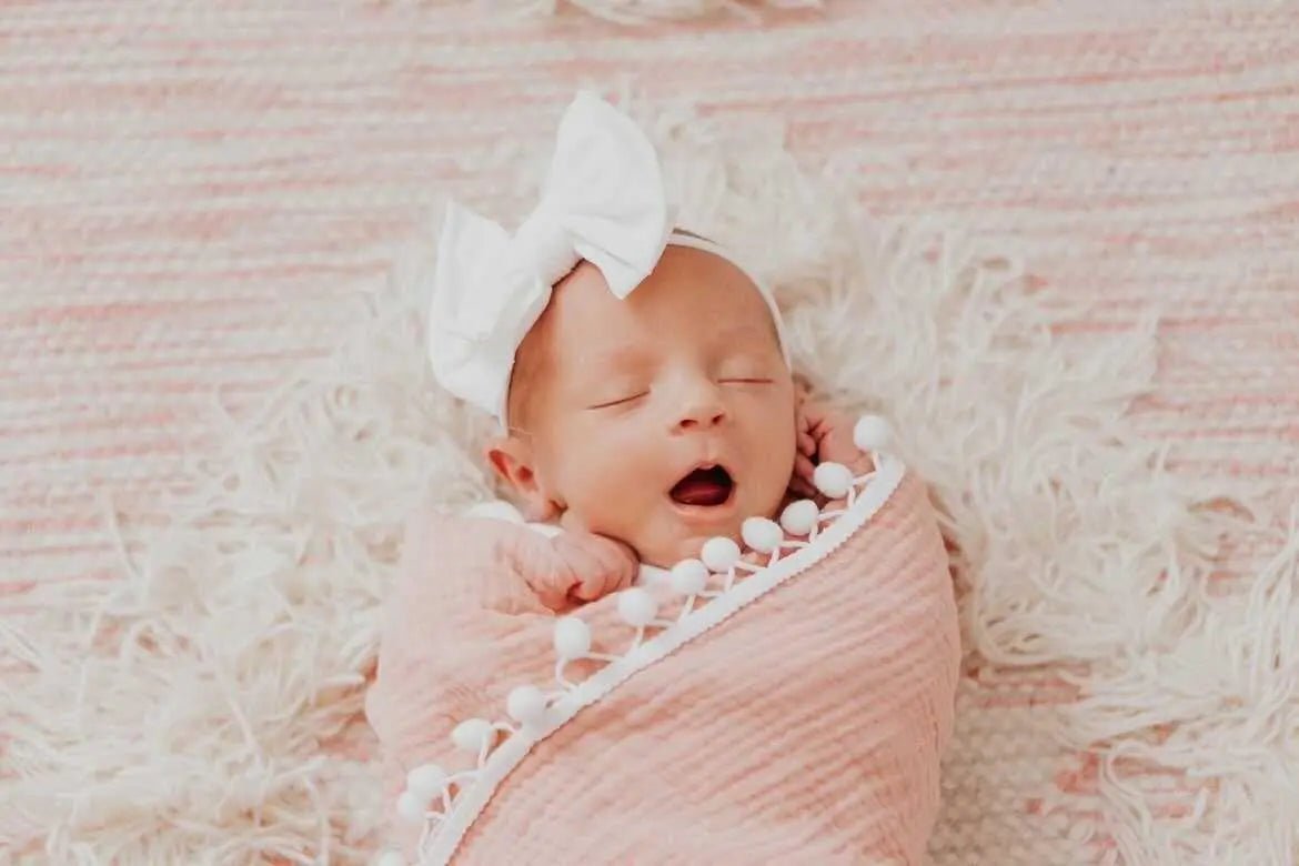 Harp Angel Boutique Soft Cotton Muslin Swaddle Blanket for Newborn Baby Girls in Dusty Pink - 