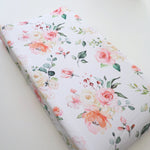 Honey Lemonade Soft Cotton Peach Floral Changing Pad Cover for Baby Nursery Decor - 