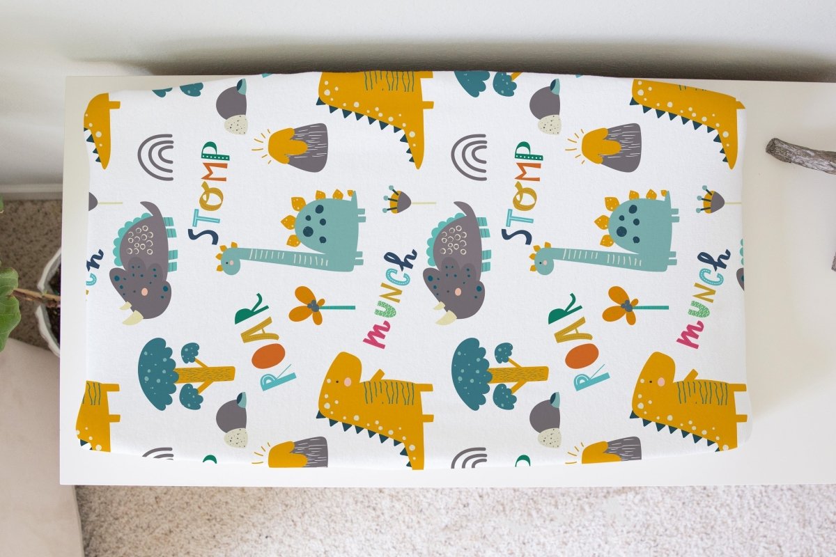 Honey Lemonade Soft Dinosaur Changing Pad Cover for Adorable Baby Nursery Decor - 
