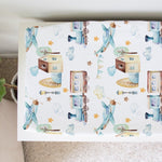 Honey Lemonade Soft Fabric Changing Pad Cover with Airplane Train Design for Baby Nursery - 