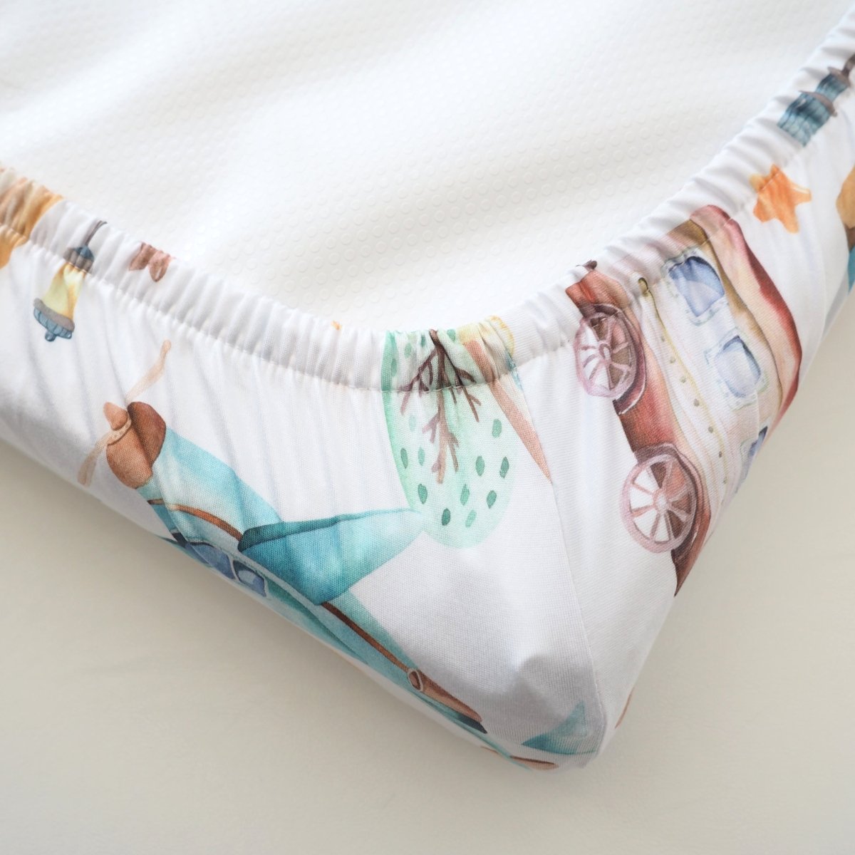 Honey Lemonade Soft Fabric Changing Pad Cover with Airplane Train Design for Baby Nursery - 
