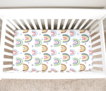 Honey Lemonade Soft Fitted Crib Sheet with Blue Rainbow Design for Baby Photography - 